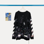 Schwarzes Crewneck-Sweatshirt mit Galaxie-Print aus Baumwolle – Herren