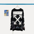 Schwarzes Crewneck-Sweatshirt mit Galaxie-Print aus Baumwolle – Herren