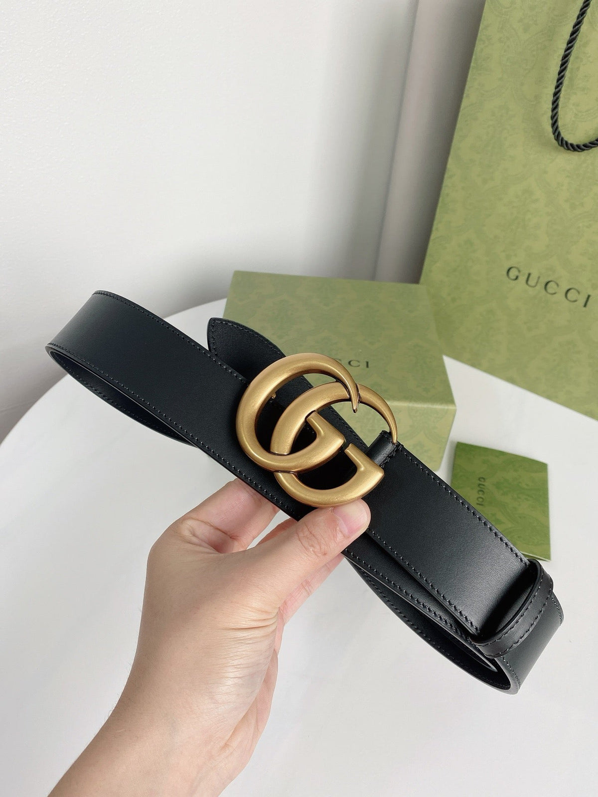 Double G Silver Buckle Belt