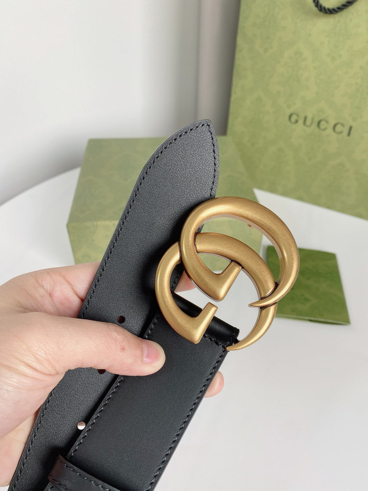 Double G Silver Buckle Belt