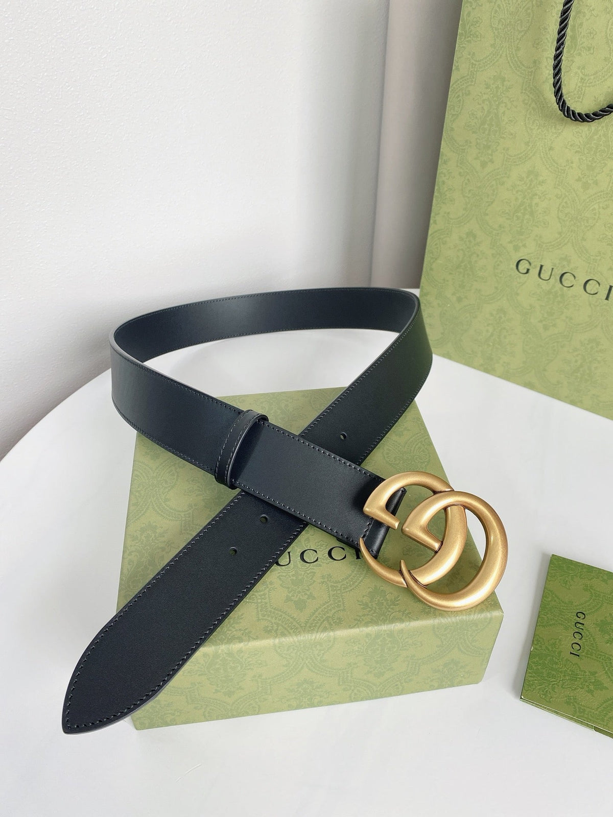 Double G Silver Buckle Belt