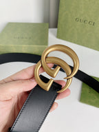 Double G Silver Buckle Belt