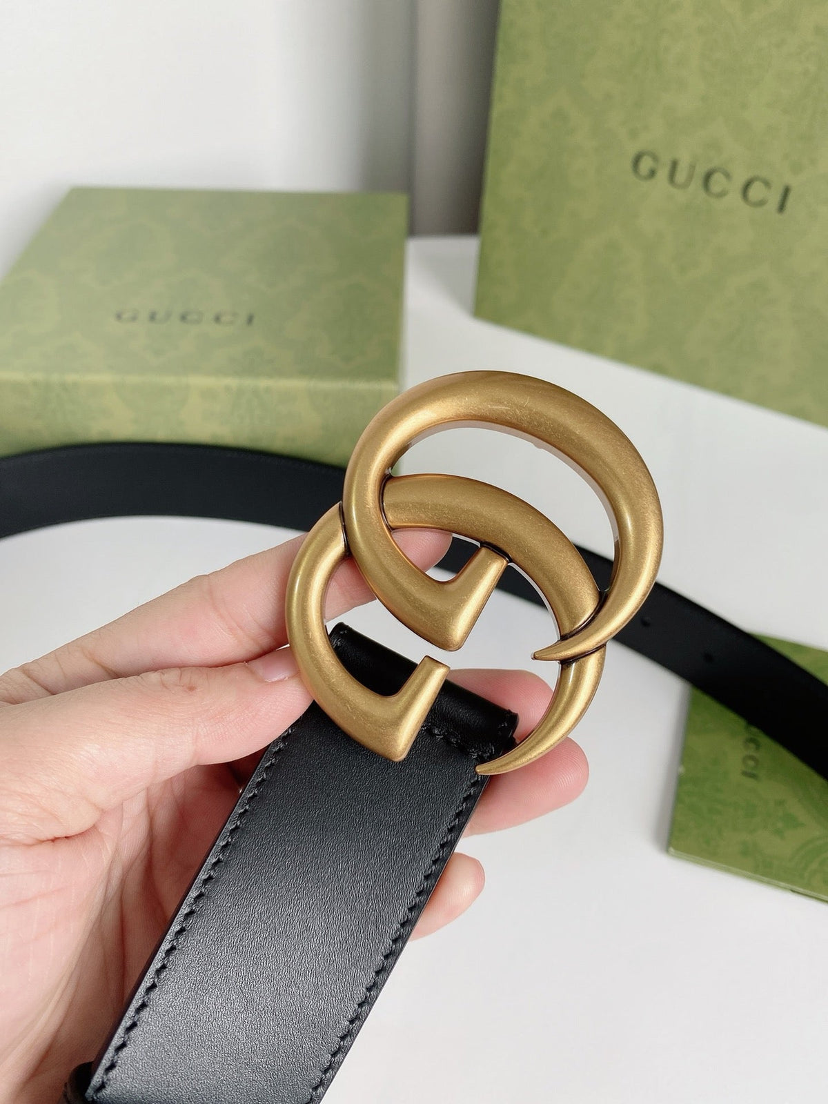 Double G Silver Buckle Belt