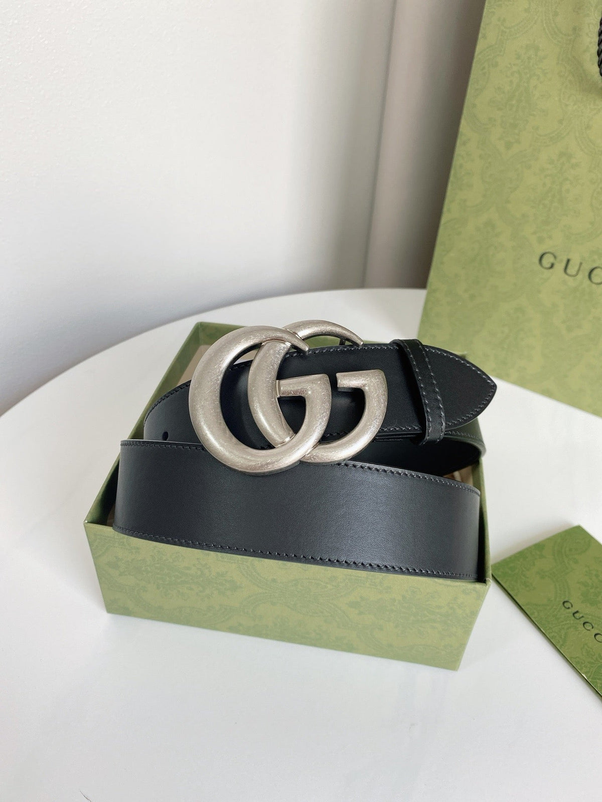 Double G Silver Buckle Belt