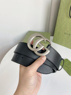 Double G Silver Buckle Belt