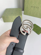 Double G Silver Buckle Belt
