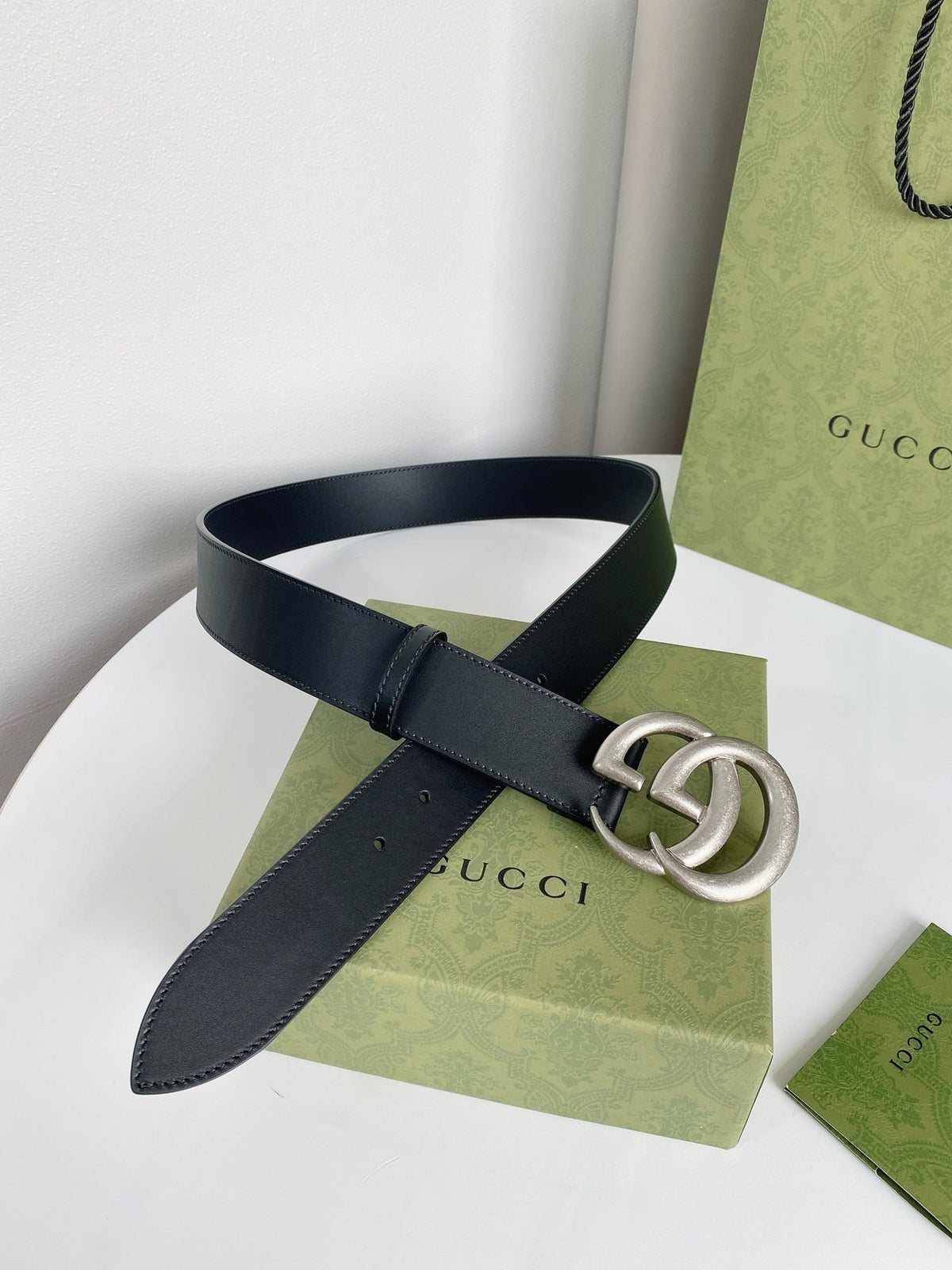 Double G Silver Buckle Belt