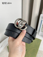 Double G Silver Buckle Belt