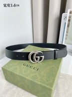 Double G Silver Buckle Belt