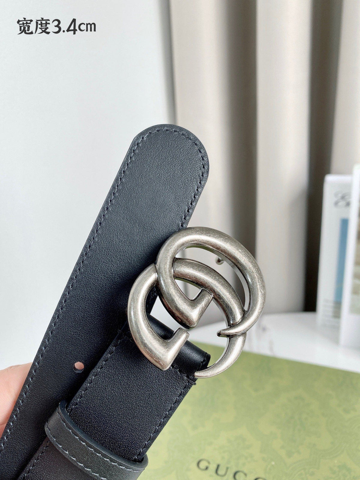 Double G Silver Buckle Belt