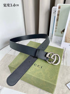 Double G Silver Buckle Belt