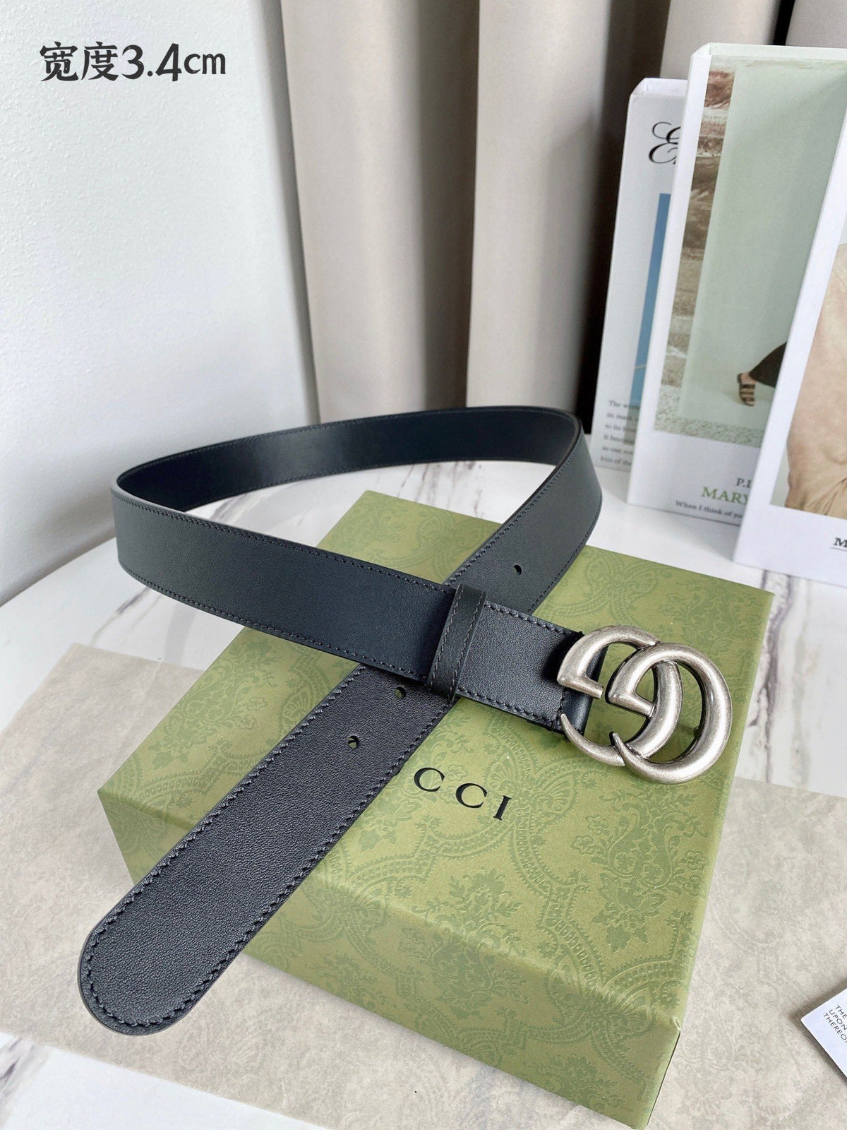 Double G Silver Buckle Belt