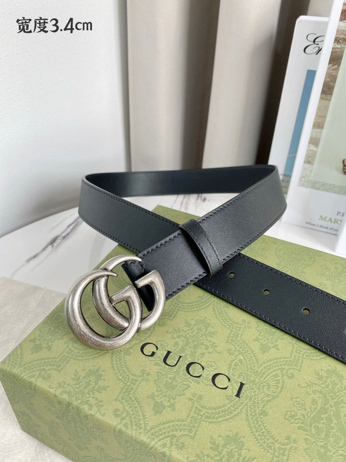Double G Silver Buckle Belt