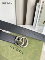 Double G Silver Buckle Belt