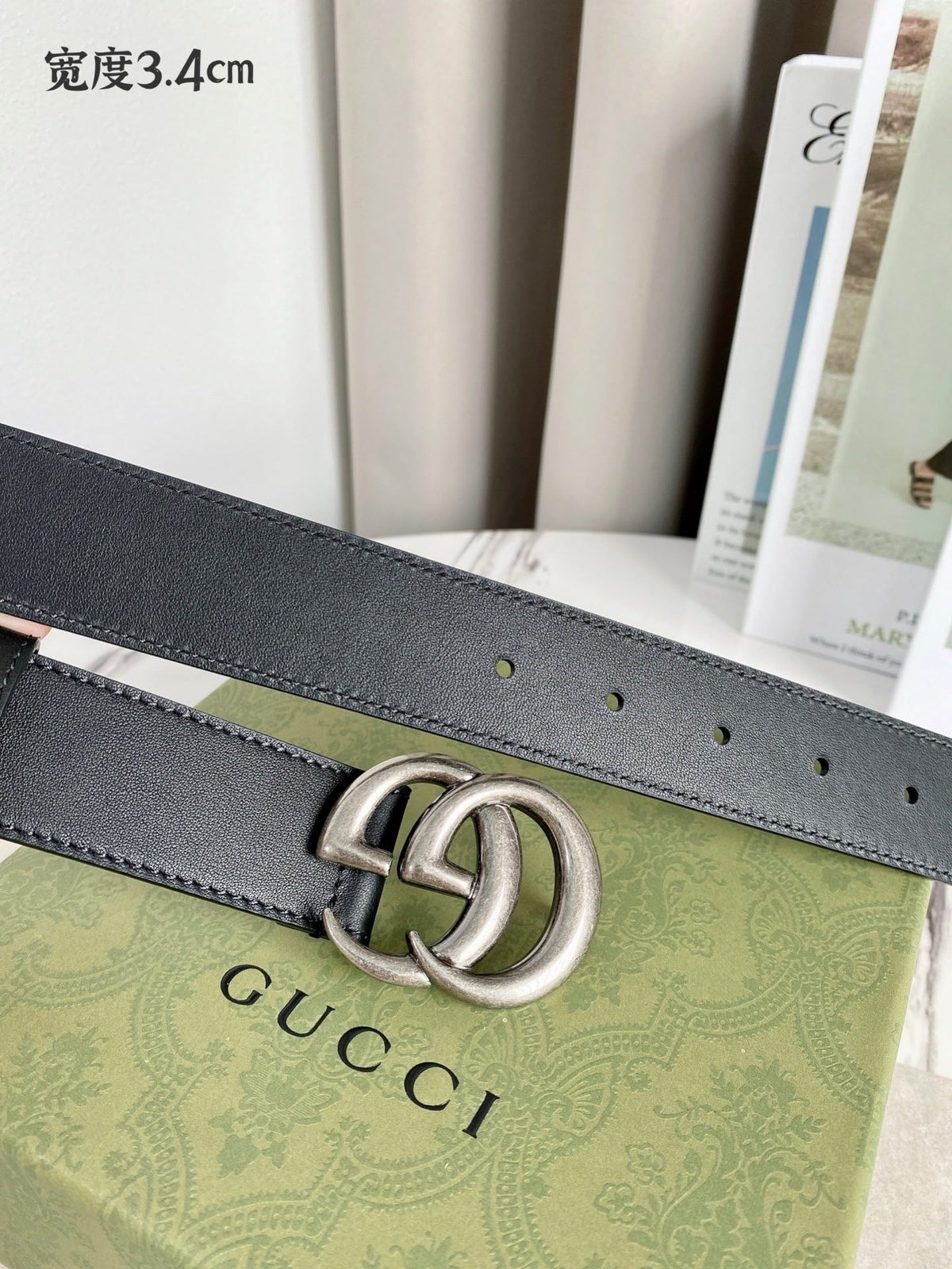 Double G Silver Buckle Belt