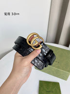 Double G Croc-Embossed Belt