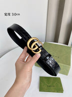 Double G Croc-Embossed Belt
