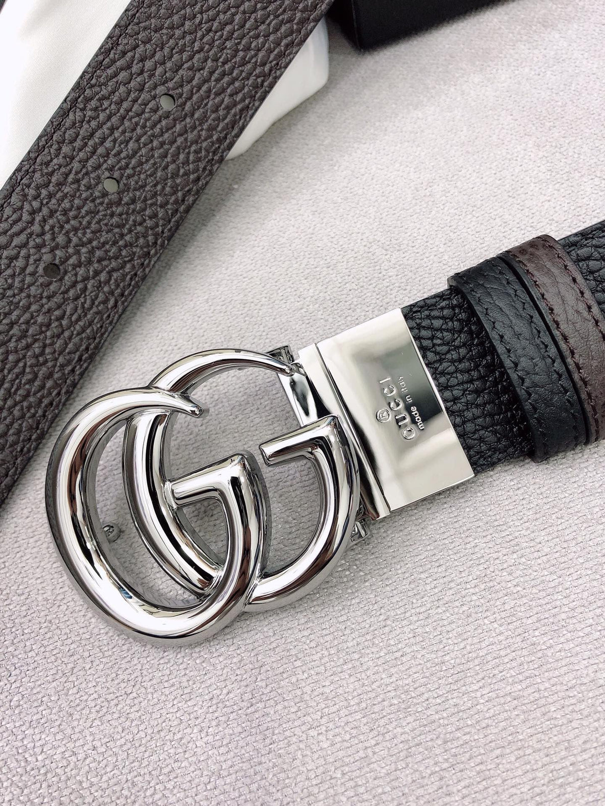Doppel-G-Gürtel GG Supreme Silver