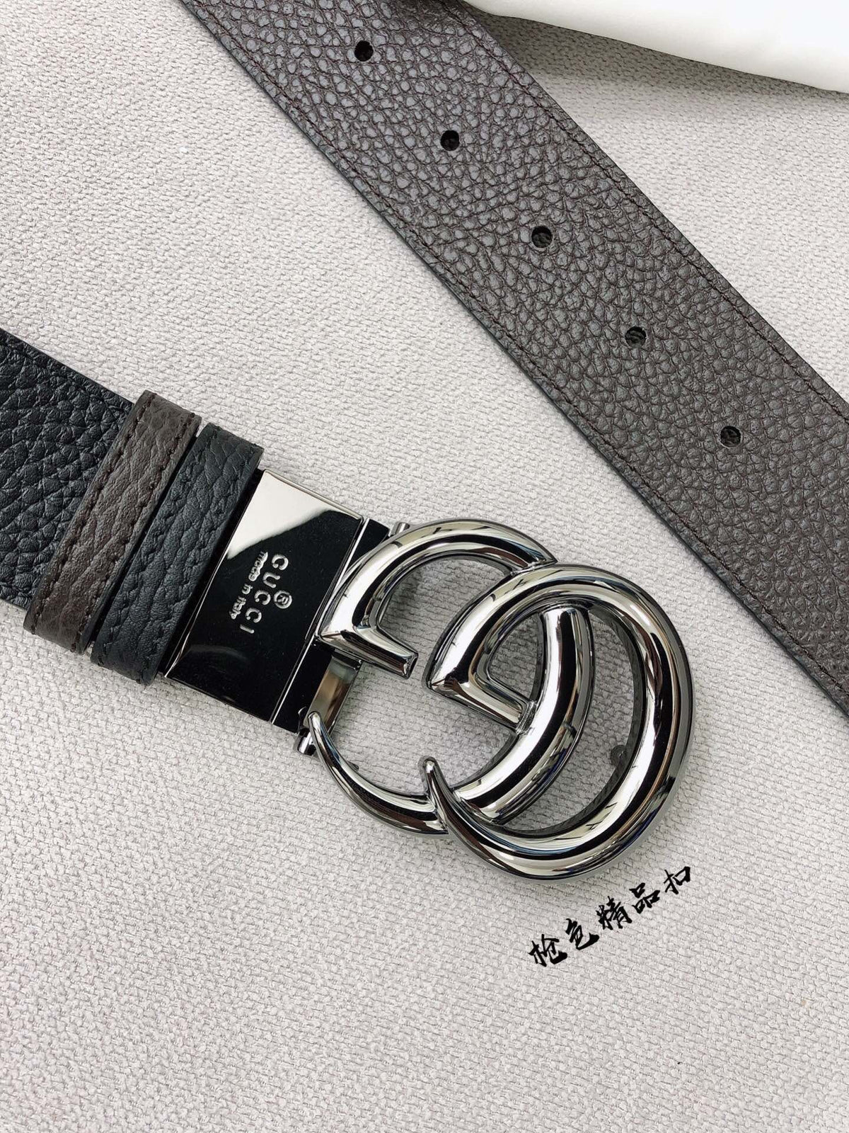 Doppel-G-Gürtel GG Supreme Silver