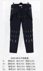 Black Cotton Distressed Straight - Men's