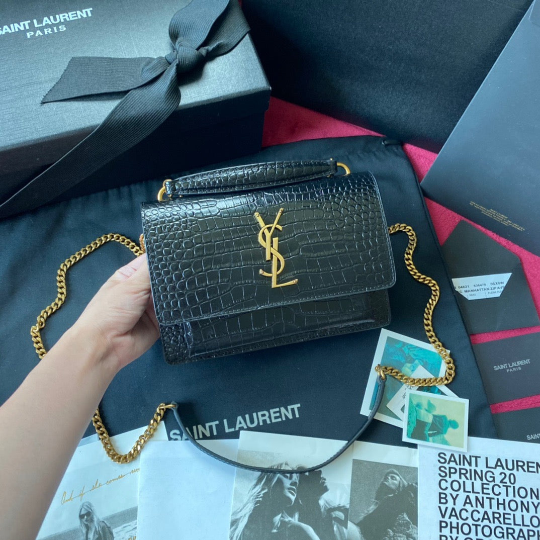 Kate Croc-Embossed Shoulder Bag