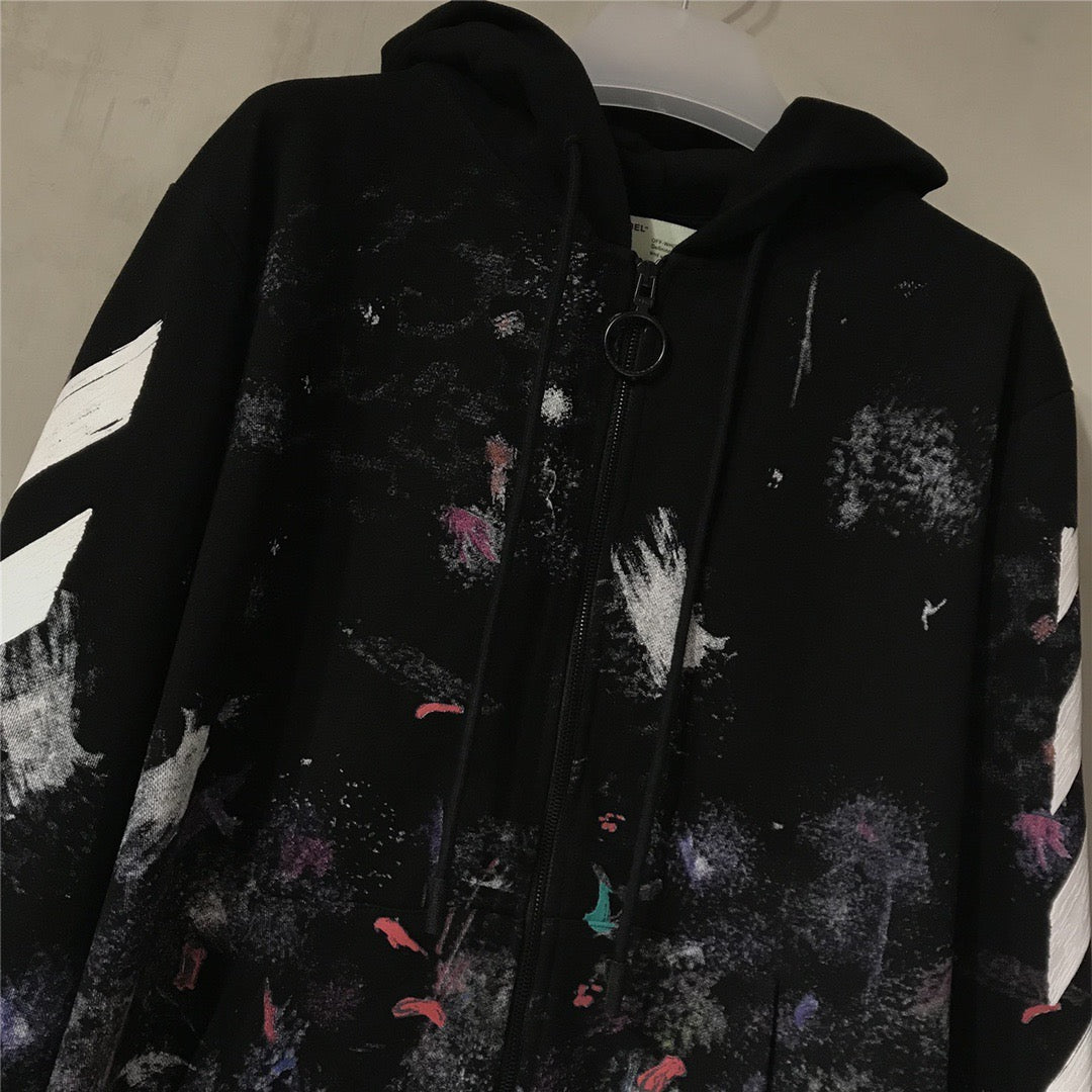 Black Cotton Print Pullover - Men's