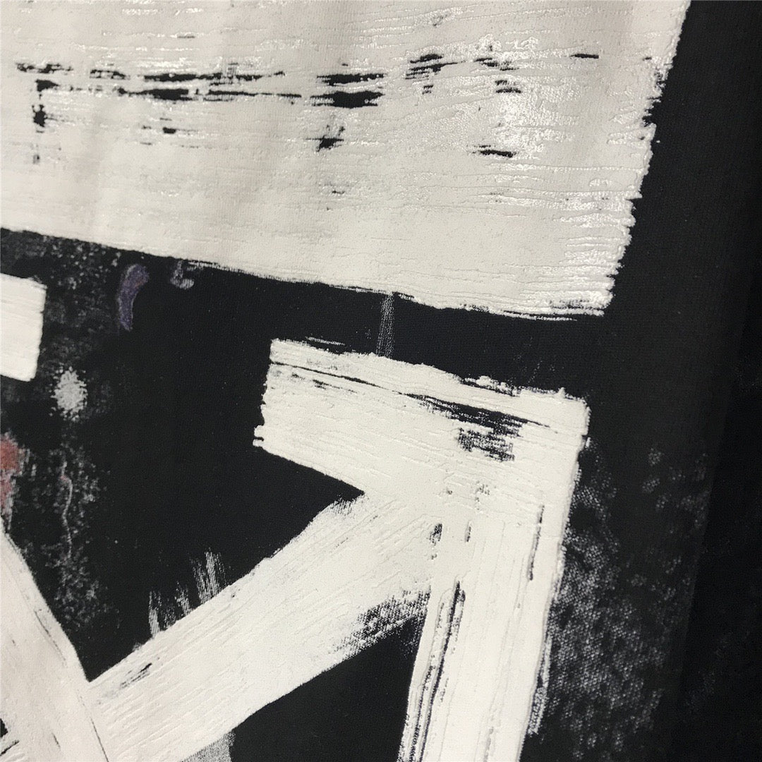 Black Cotton Print Pullover - Men's