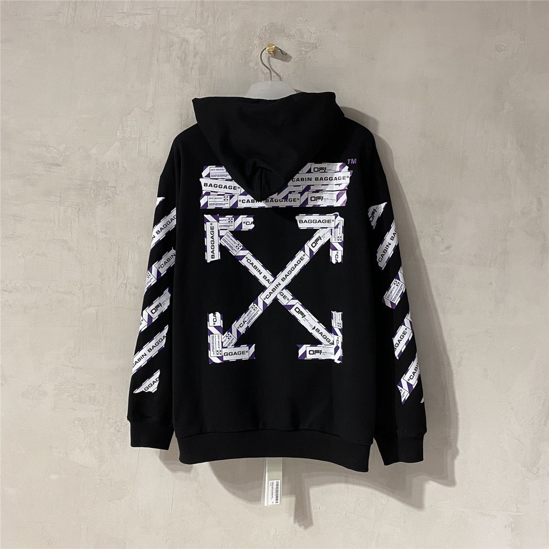 Black Cotton Back Print Pullover - Men's