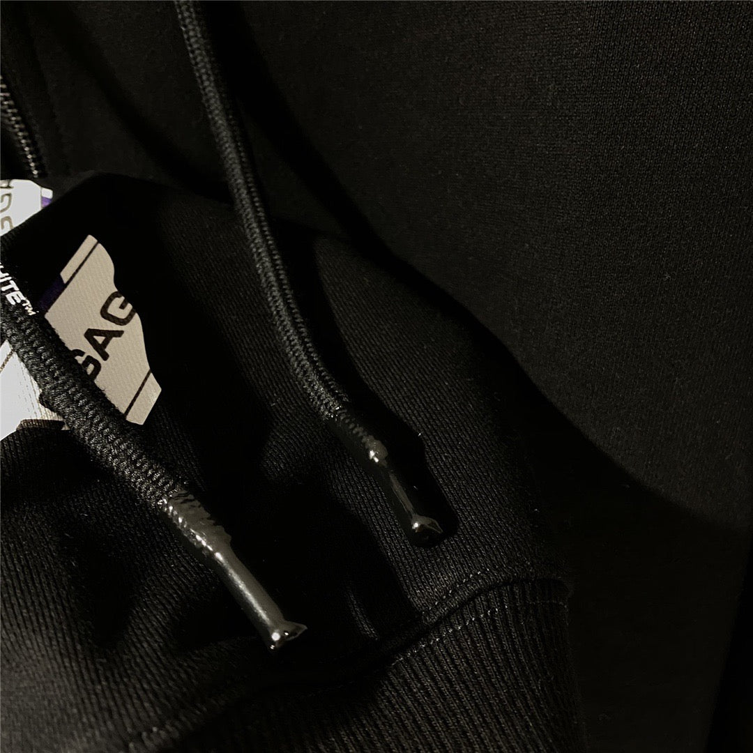 Black Cotton Back Print Pullover - Men's
