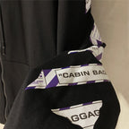 Black Cotton Back Print Pullover - Men's