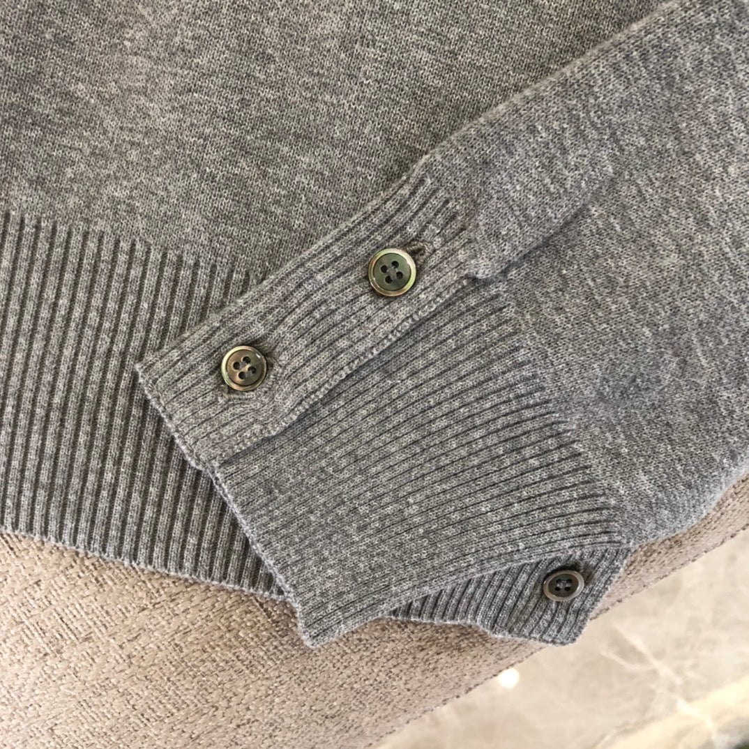 Schwarzer Woll-Armstreifen-Rundhals-Pullover – Herren