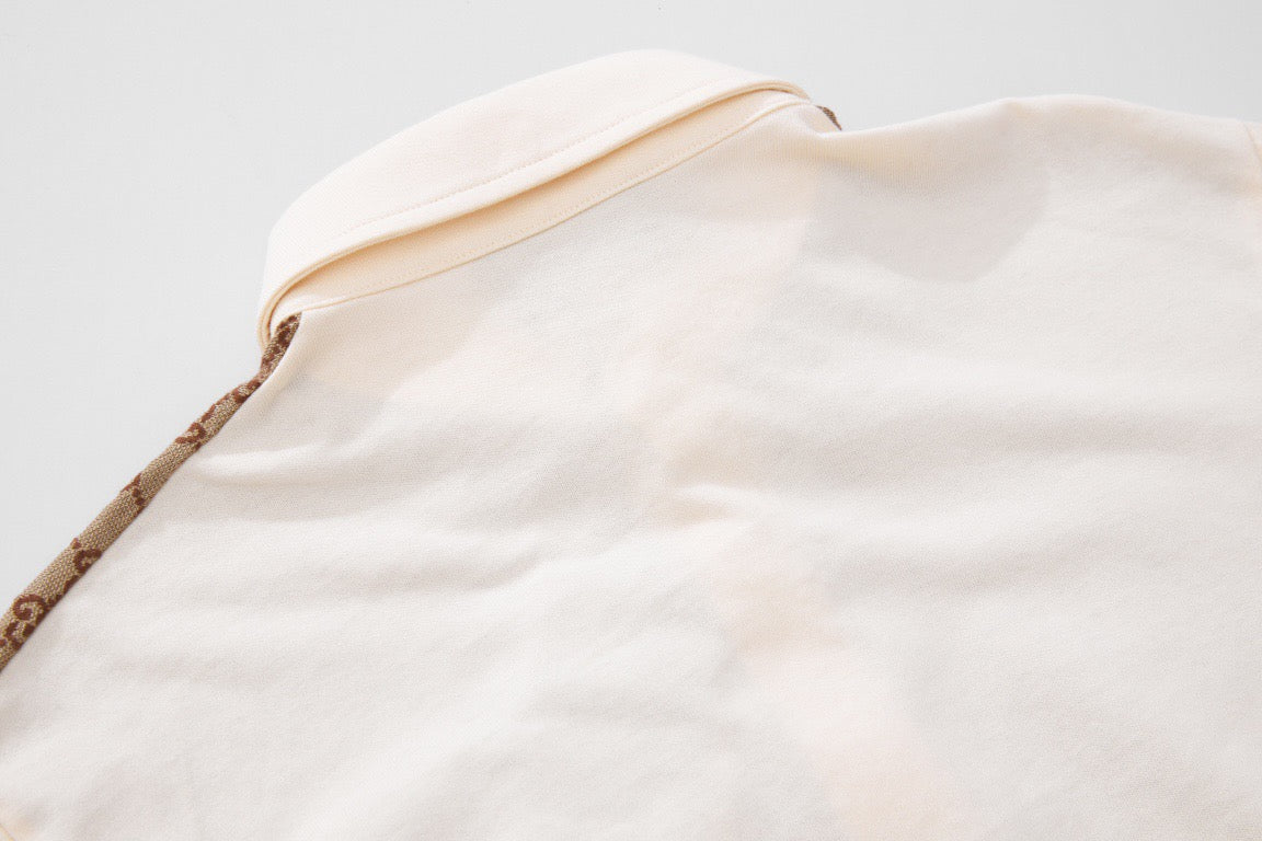 Beige Jacquard-Monogramm Kurzarmshirt – Herren