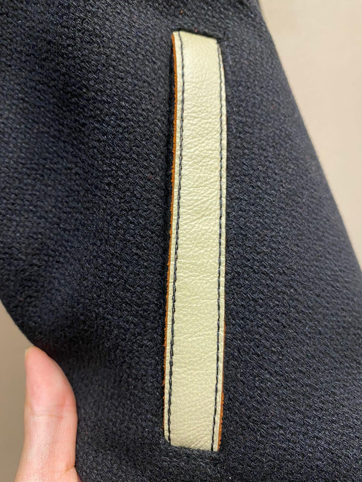 Black Wool Striped Trim Varsity - Men's