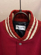 Black Wool Striped Trim Varsity - Men's