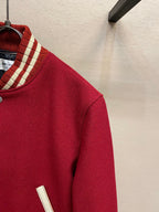 Black Wool Striped Trim Varsity - Men's