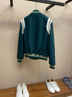 Green Wool Contrast Sleeve Varsity - Men's