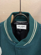 Green Wool Contrast Sleeve Varsity - Men's