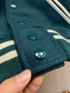 Green Wool Contrast Sleeve Varsity - Men's