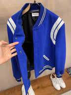 Green Wool Contrast Sleeve Varsity - Men's