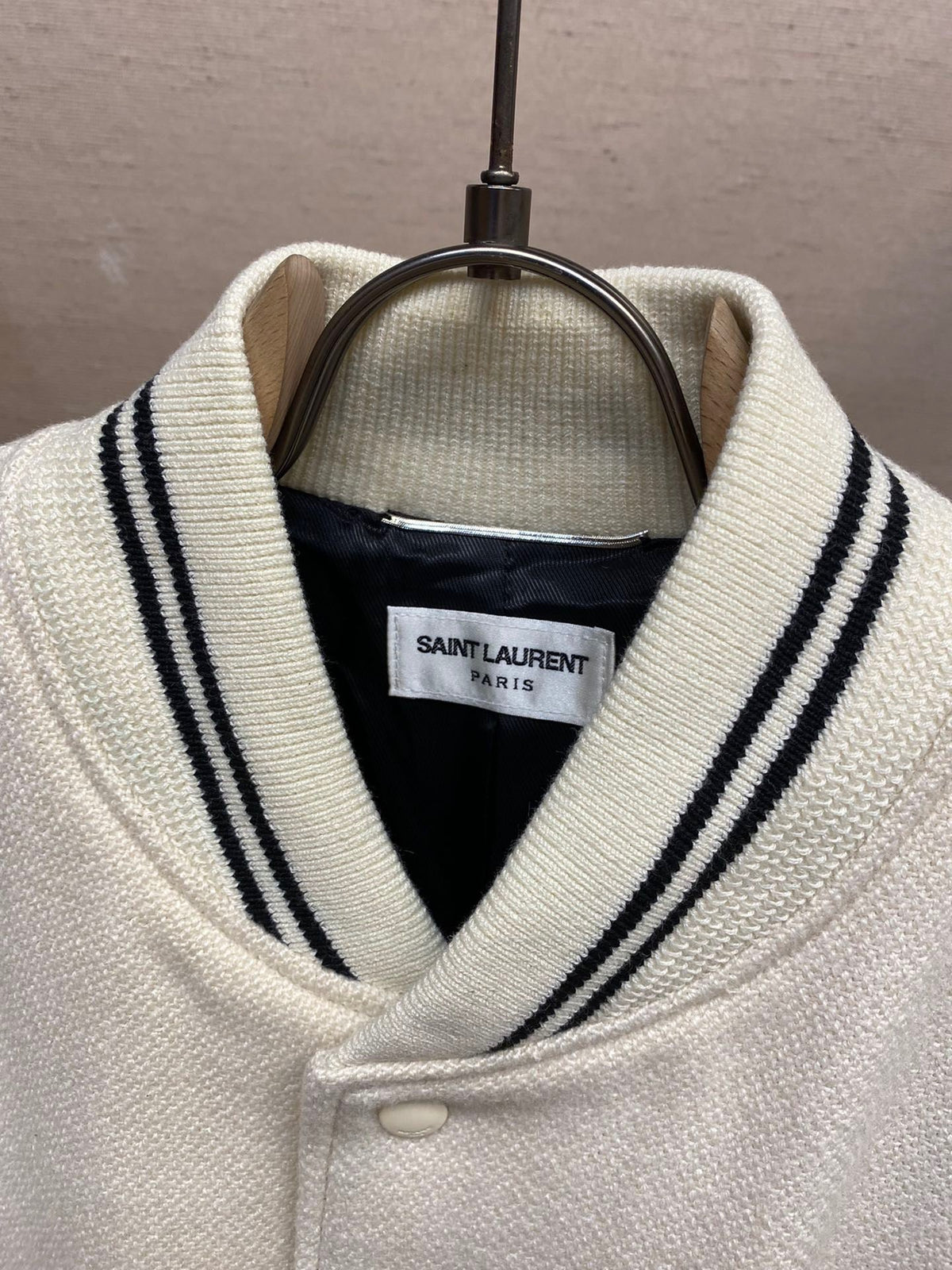 Green Wool Contrast Sleeve Varsity - Men's