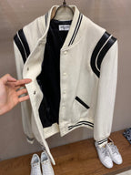 Green Wool Contrast Sleeve Varsity - Men's