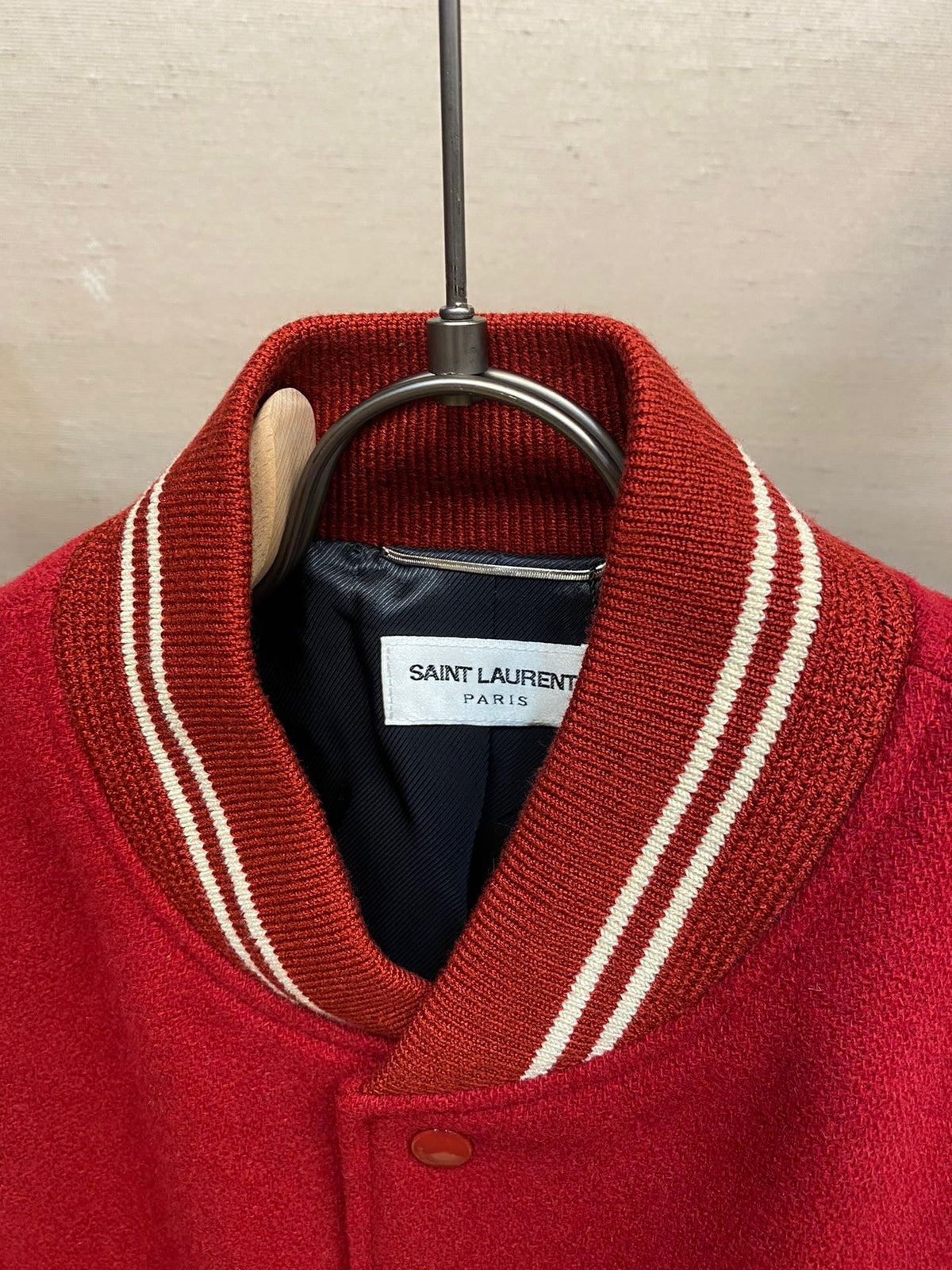 Green Wool Contrast Sleeve Varsity - Men's