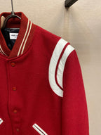 Green Wool Contrast Sleeve Varsity - Men's