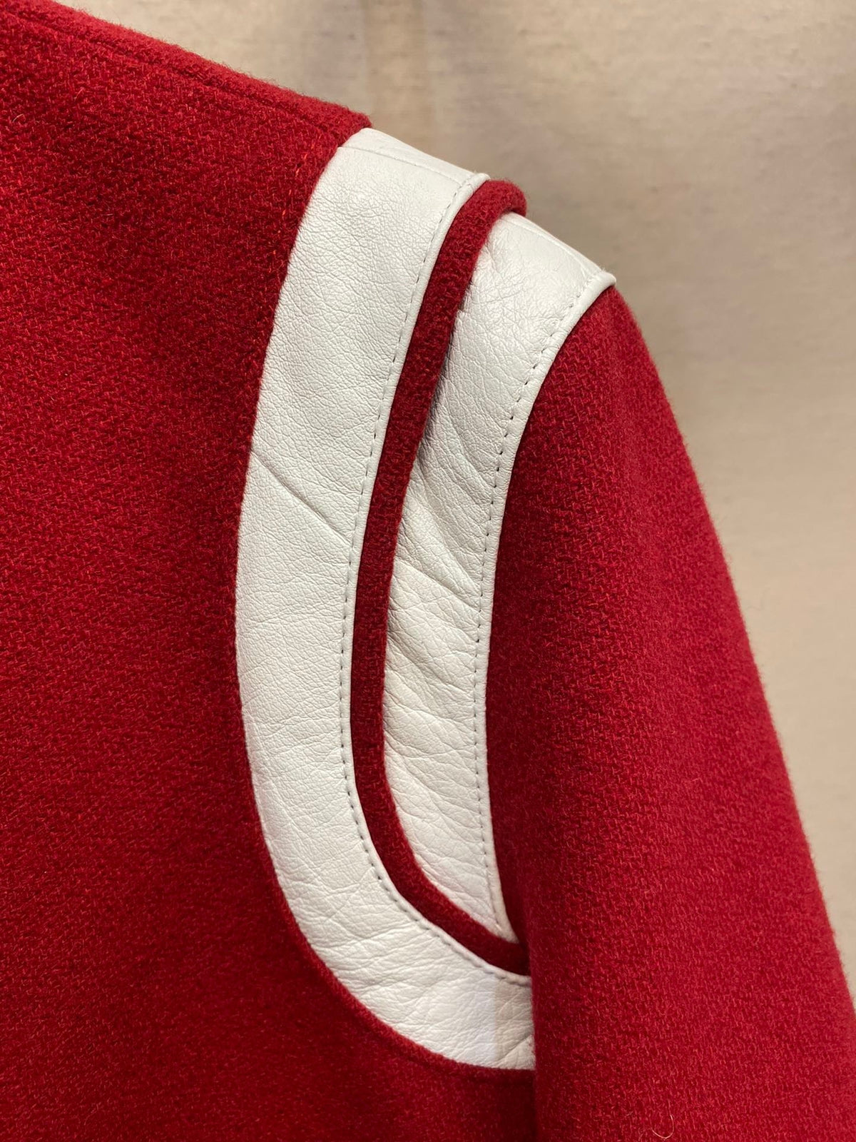 Green Wool Contrast Sleeve Varsity - Men's