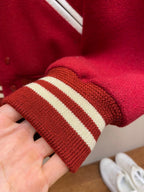Green Wool Contrast Sleeve Varsity - Men's