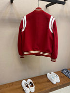 Green Wool Contrast Sleeve Varsity - Men's