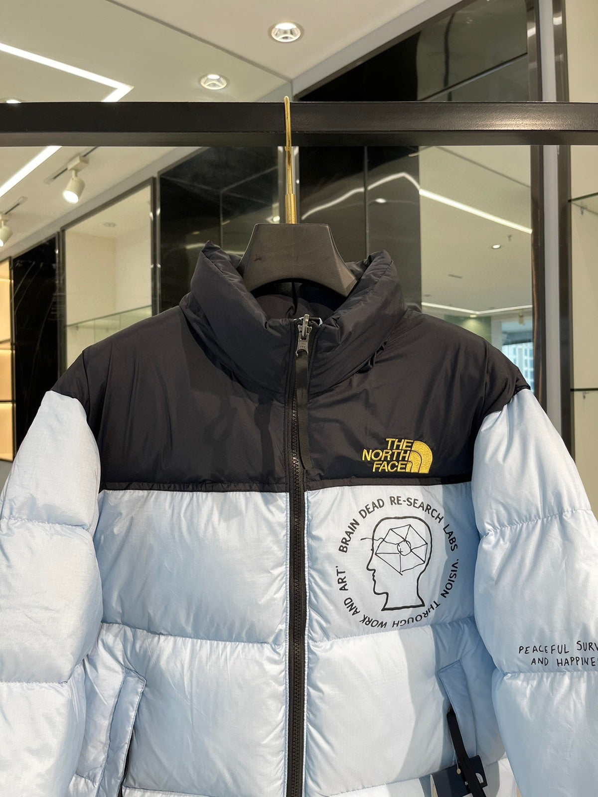 Light Blue and White Puffer Jacket - Men's