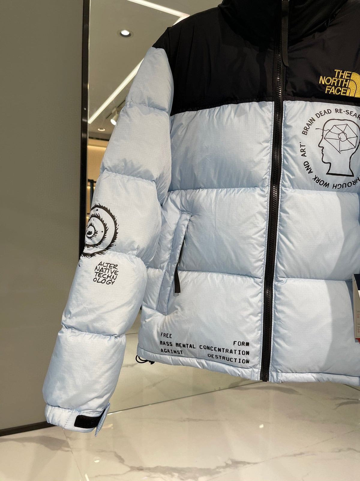Light Blue and White Puffer Jacket - Men's