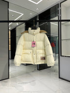 Weiß-rote Pufferjacke für Herren