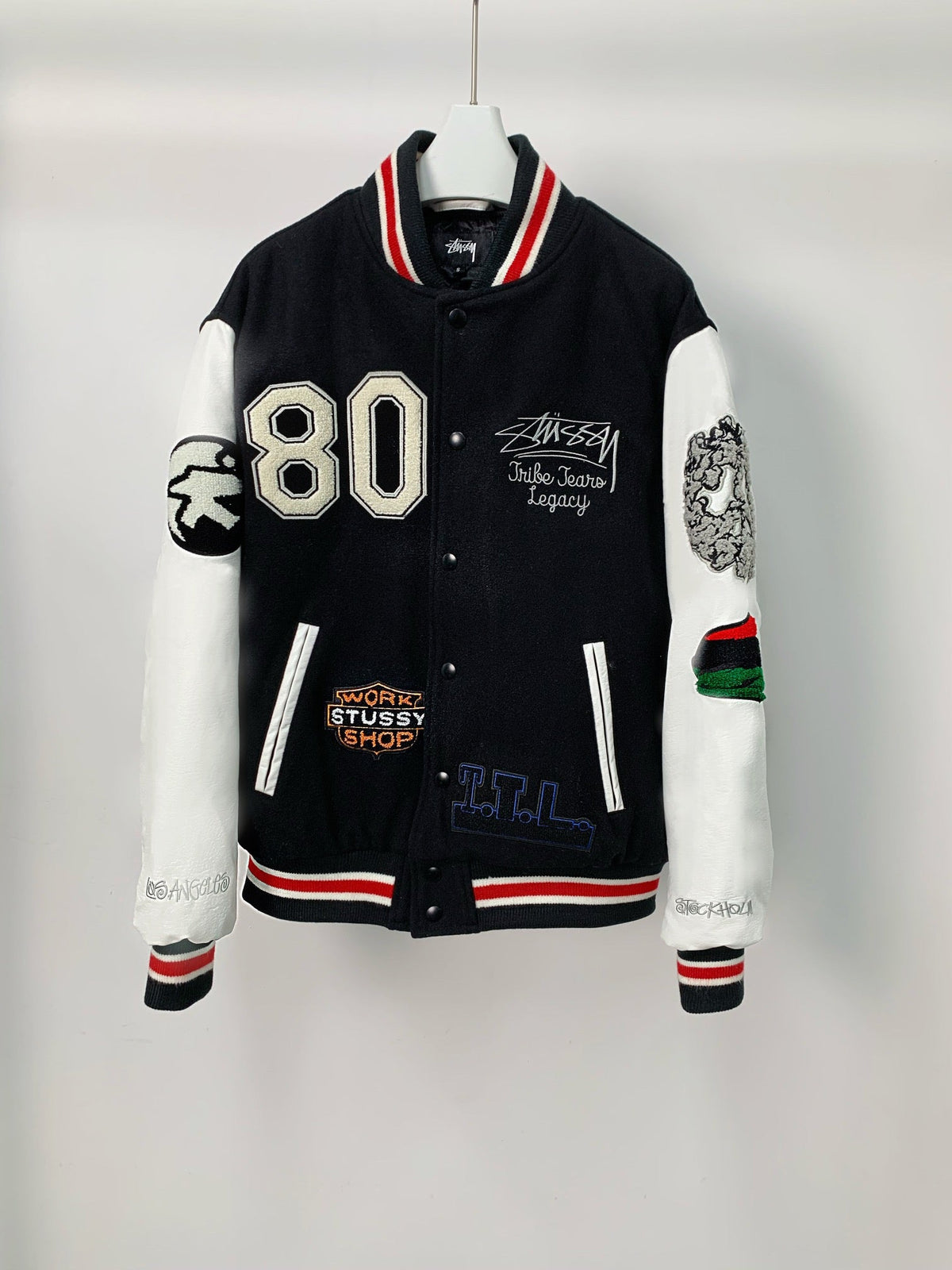 Black Wool Numeral Varsity - Men's
